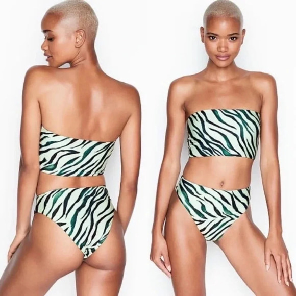 New! Set! Stone Fox swim x Free People soma zebra bandeau/ Sumatra bottom 19242 - Picture 1 of 8